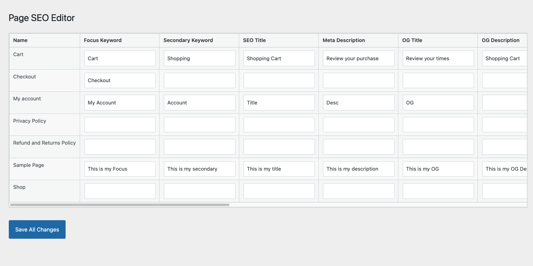 Spreadsheet Style Editor Screenshot