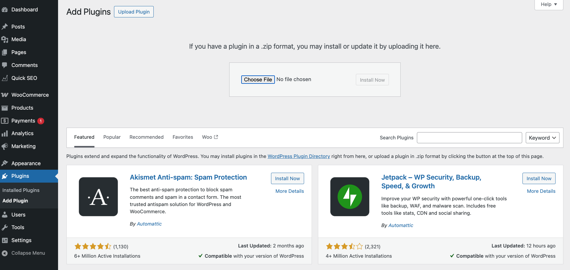 Uploading Quick SEO plugin screenshot